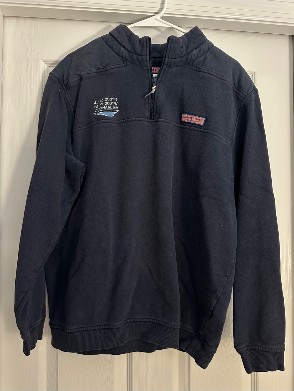Vineyard Vines Men's Navy Quarter-Zip Pullover with Chatham, MA Patch